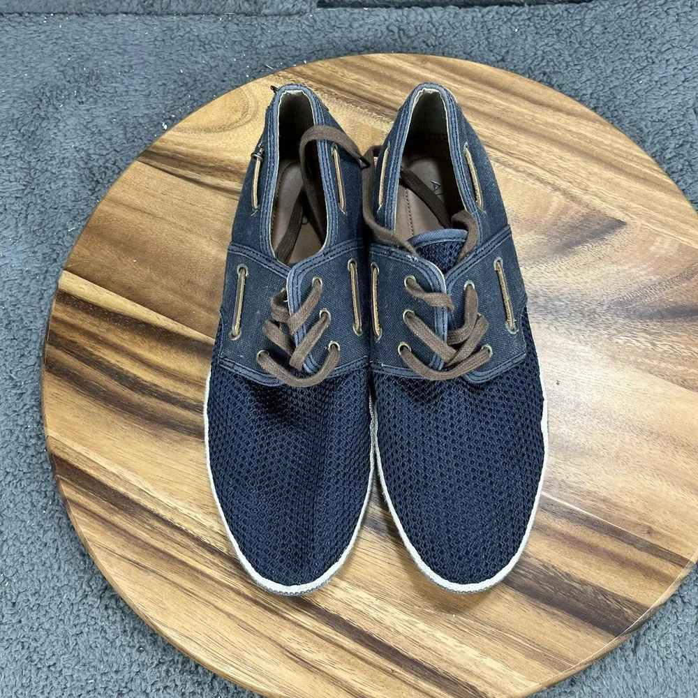 Aldo Shoes Navy Blue Mesh Canvas‎ Shoes Mens Size 10 Brown Laces Breathable